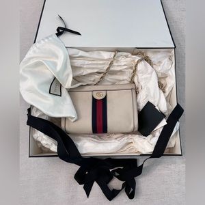 Gucci White Leather Ophidia Shoulder Bag